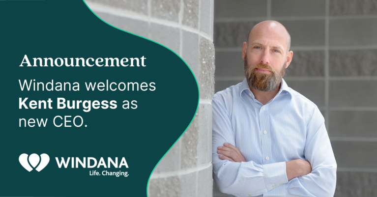 Banner image. Text reads: 'Announcement: Windana appoints Kent Burgess as new CEO'. Image of Kent at right.